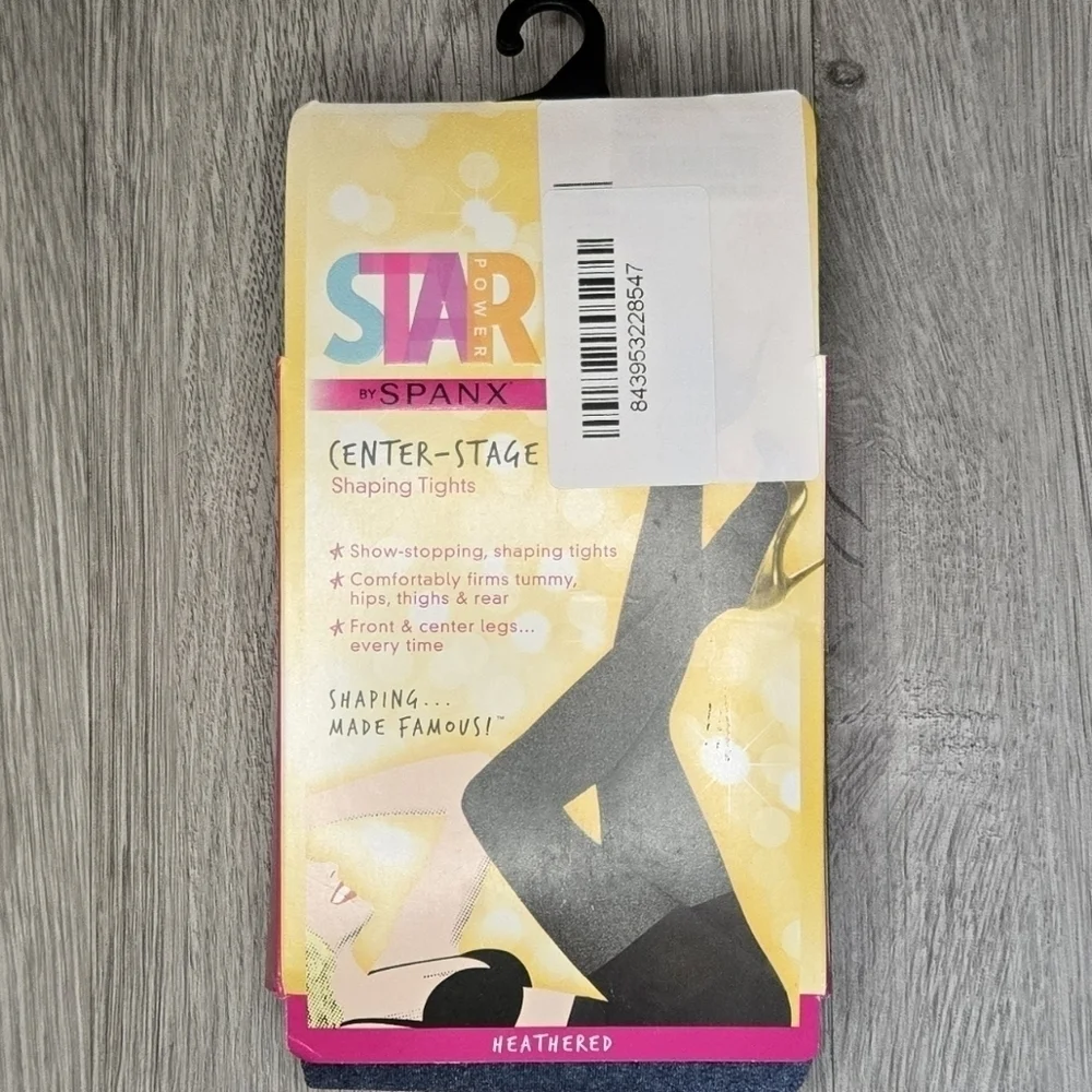 Spanx Star Power Center-Stage Shaping Tights Heathered Navy Sizes A & E New 2215
